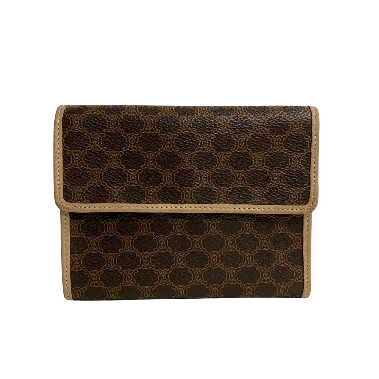 極 美品 CELINE セリーヌ マカダム ブラゾン トリオンフ 柄 レザー 二  