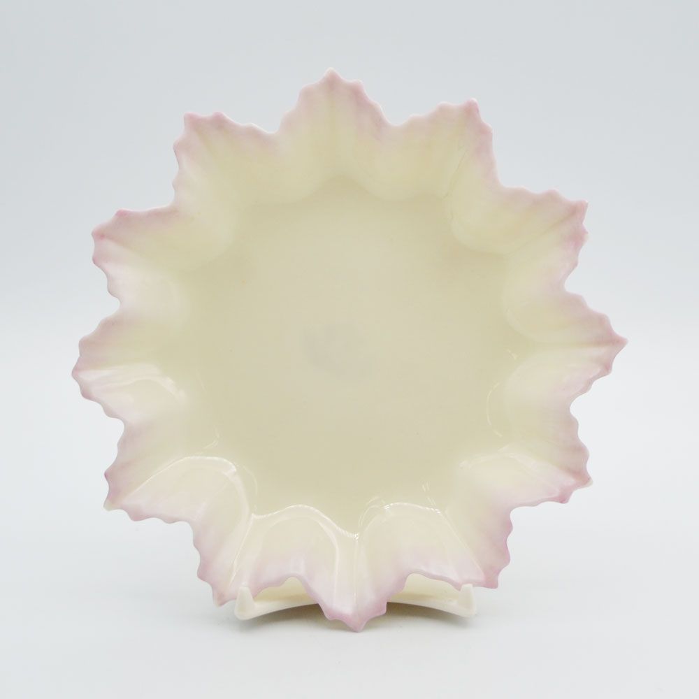 アンティーク 食器 プレート 小皿 トレイ ピンク Belleek ベリーク アイルランド 1891-1926年頃 16A297-1