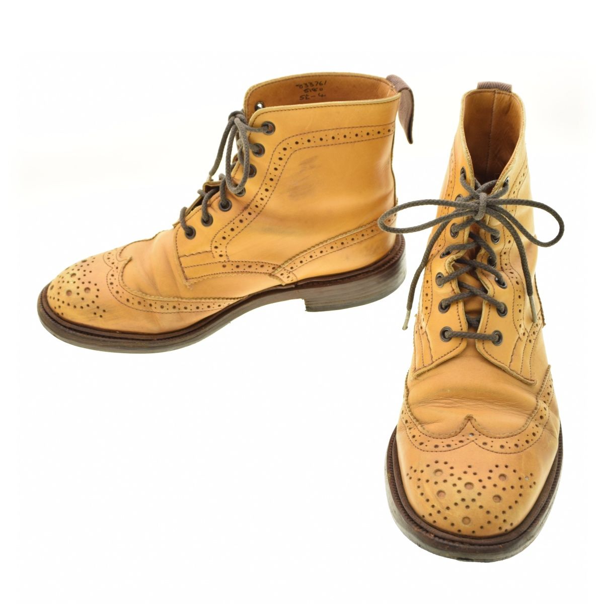 Tricker's カントリーブーツ ウィングチップ 赤茶 レザー 23.5