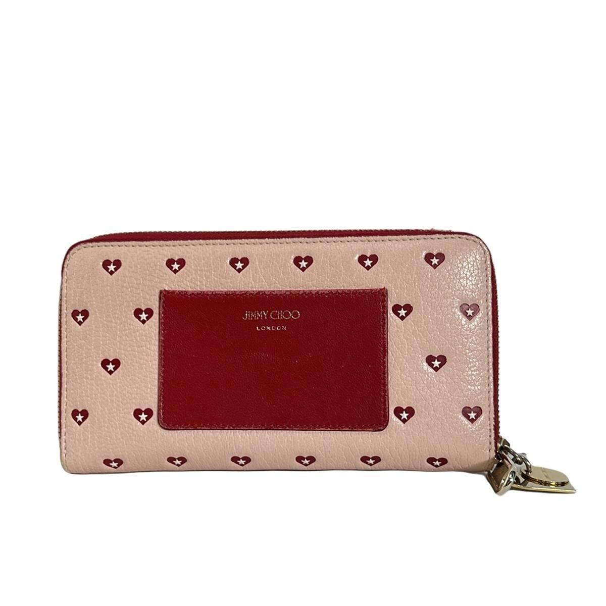 JIMMY CHOO(ジミーチュウ) 長財布 ミリー ライトピンク×レッド
