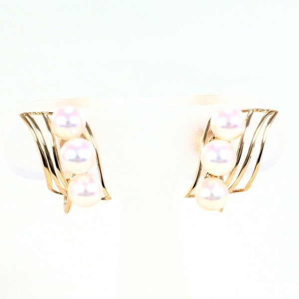 K14YG イヤリング clip-on earrings パール 真珠 総重量約4.3g