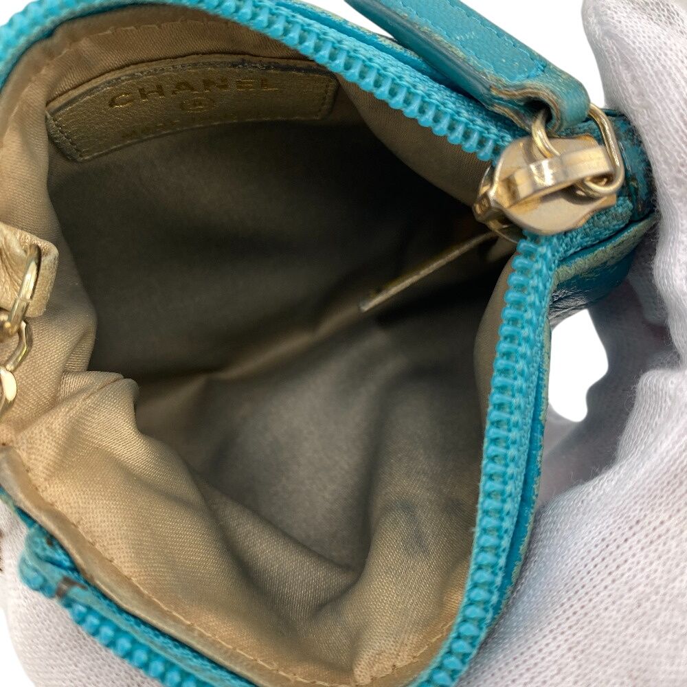 シャネル CHANEL ポーチ カメリア キーリング ブルー