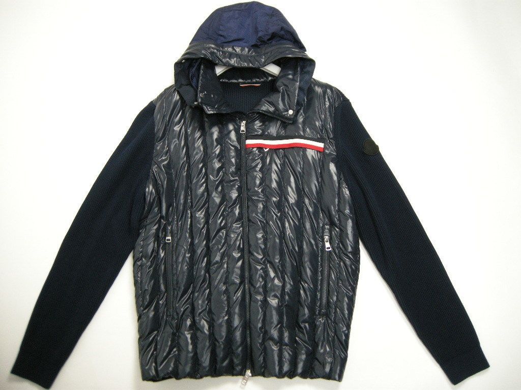 サイズXL■新品■モンクレール コットンニットパーカー ダークネイビー メンズ サイズXL□新品□モンクレール コットンニット切替ダウン