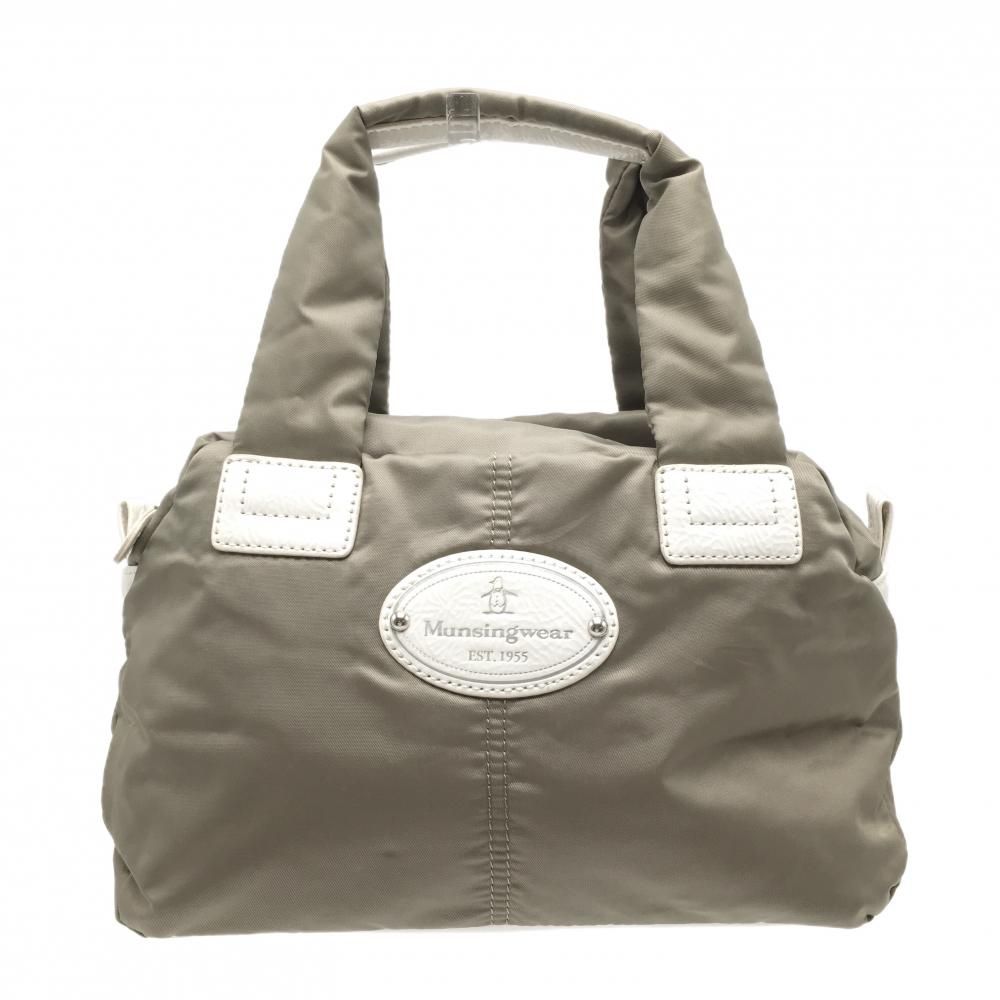 【美品】マンシングウェア ナイロンカートバッグ グレー×白 内外ポケットゴルフ Munsingwear