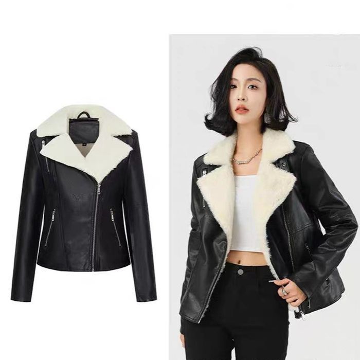 Ameri VINTAGE FAKE LEATHER JACKET ベージュ 中古・古着通販】Ameri (アメリ) フェイクレザージャケット