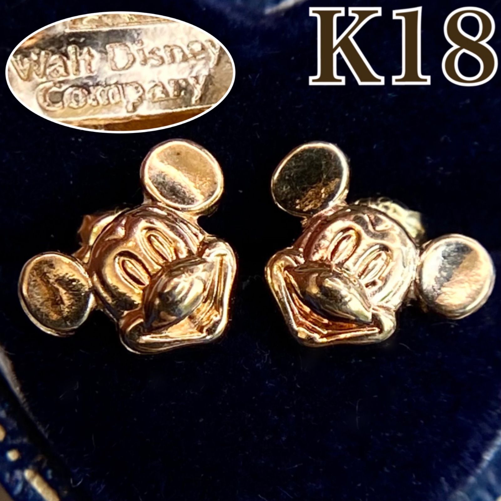 売約済み】K18 WALT DISNEY ディズニー ピアス ミッキー ゴールド 