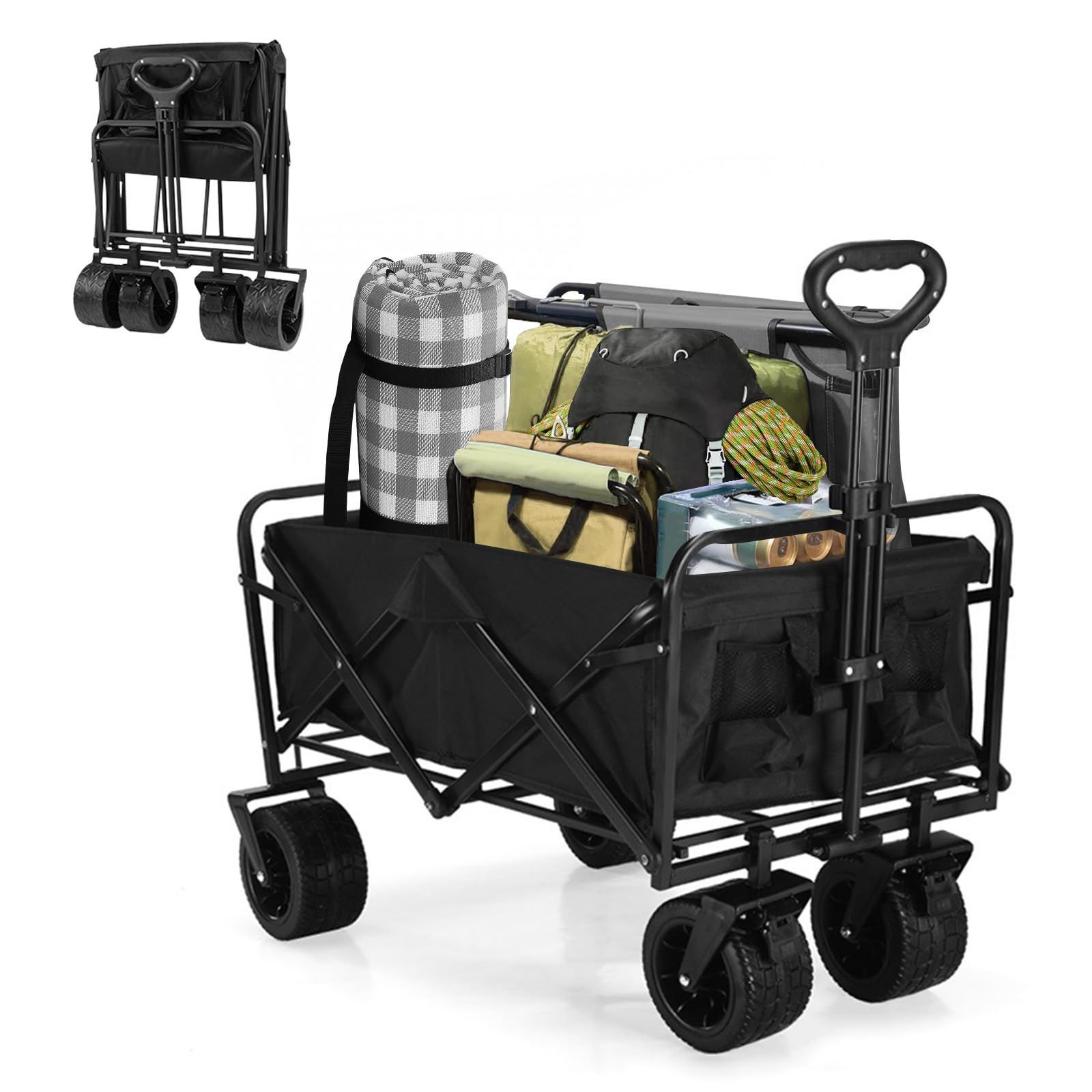 キャリーワゴン 【230L大容量 長物対応 後部展開可 耐荷重250kg】 Aasnsn キャリーワゴン 【230L大容量 長物対応 後部展開可 耐