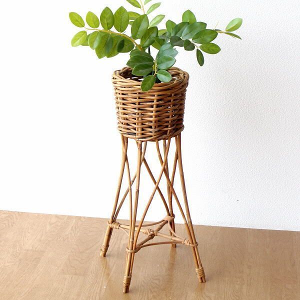 鉢カバー おしゃれ ラタン プランターカバー 花台 フラワースタンド 観葉植物 小物入れ 収納グッズ ラタン脚付きプランターカバー