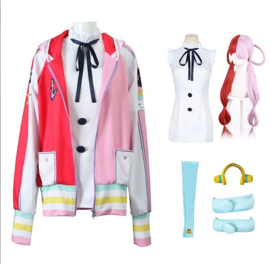 Cosplay コスプレ衣装 UTA ワンピース フィルム ウイッグ付き レッド 飾り付 コスチューム ウタ 劇場版 世界の歌姫 Uta コスプレ衣装 変装