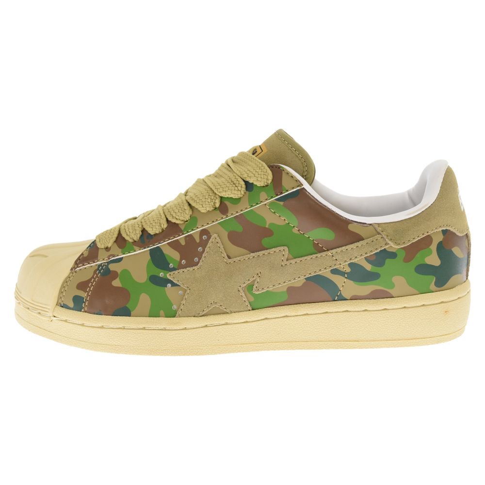 A BATHING APE アベイシングエイプ SKULL STA CAMO CANVAS スカルスタ カモフラ ローカットスニーカー US8.5/26.5cm ベージュ/グリーン A BATHING APE (アベイシングエイプ) SKULL STA CAMO CANVAS