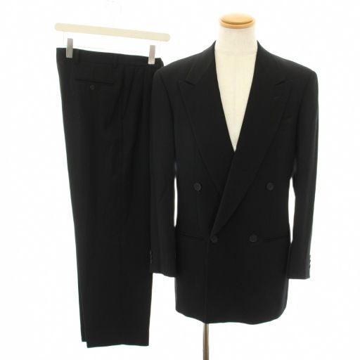 ジョルジオアルマーニ GIORGIO ARMANI レ コレツィオーニ LE COLLEZIONI スーツ セットアップ 上下 テーラードジャケット ダブルブレスト パンツ スラックス 46REG 黒 ブラック 4478 YT