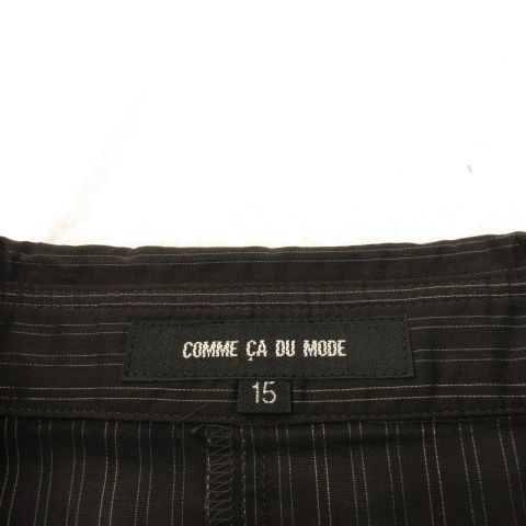 コムサデモード COMME CA DU MODE フリルシャツ ブラウス 長袖 ストライプ 黒 15 *A744 レディース コムサデモード COMME CA DU MODE フリルシャツ ブラウス 長袖