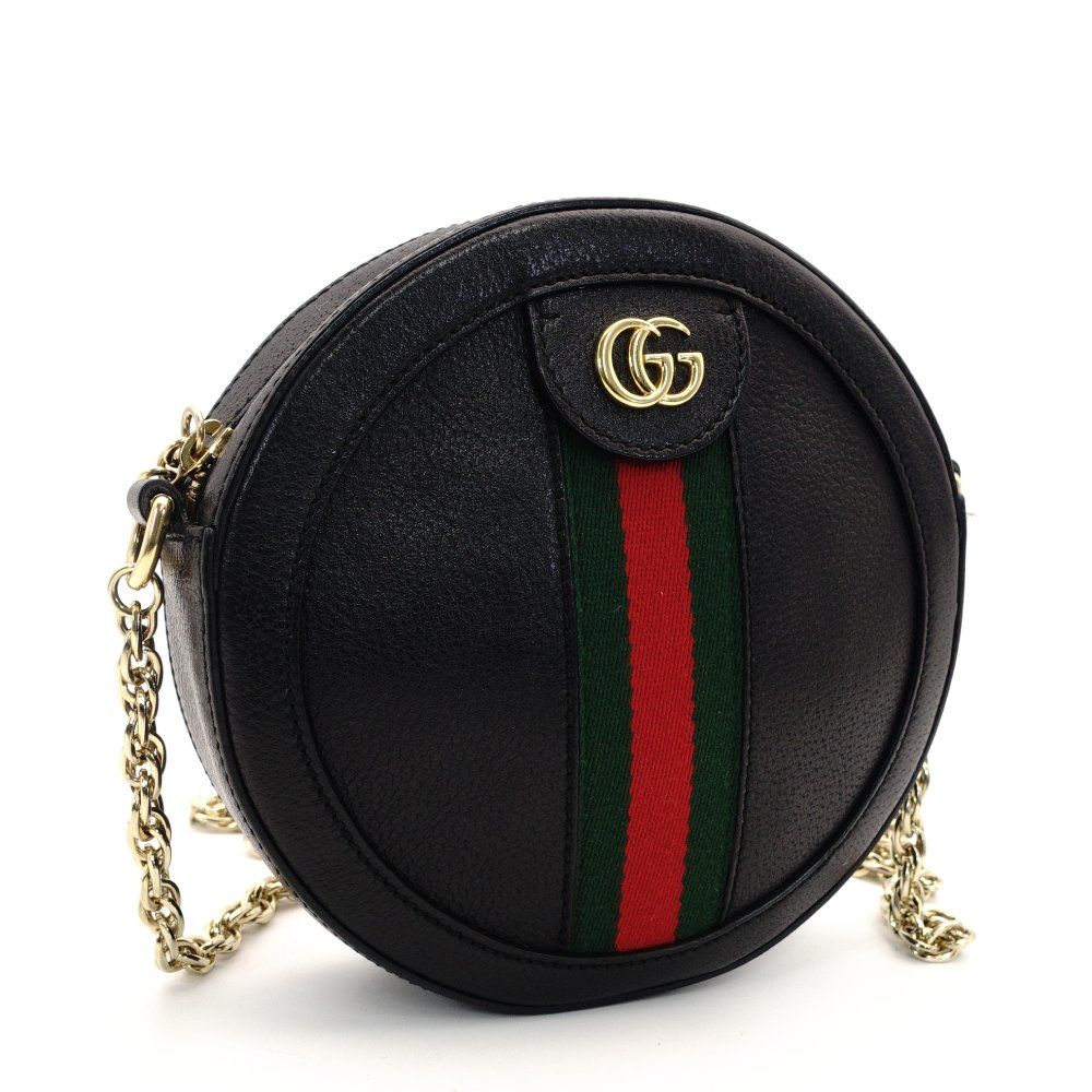 グッチ GUCCI オフディア チェーン ショルダーバッグ ブラック 黒 レザー ゴールド金具 クロスボディ GGロゴ 7-8-591