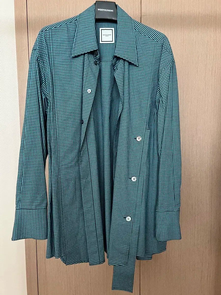 WOOYOUNGMI ウーヨンミ 青 チェック ターンアップ シャツ 46 size