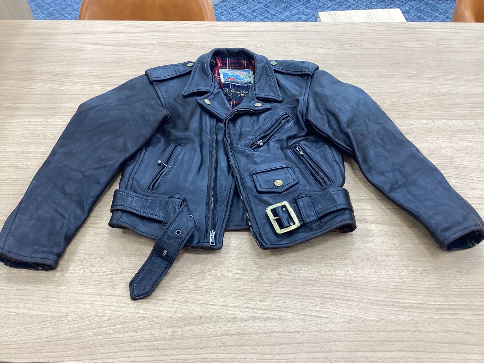 希少90s　エアロレザー ホースハイド　五角形 TALON　スタッズ　ライダース 希少90s エアロレザー ホースハイド 五角形 TALON スタッズ