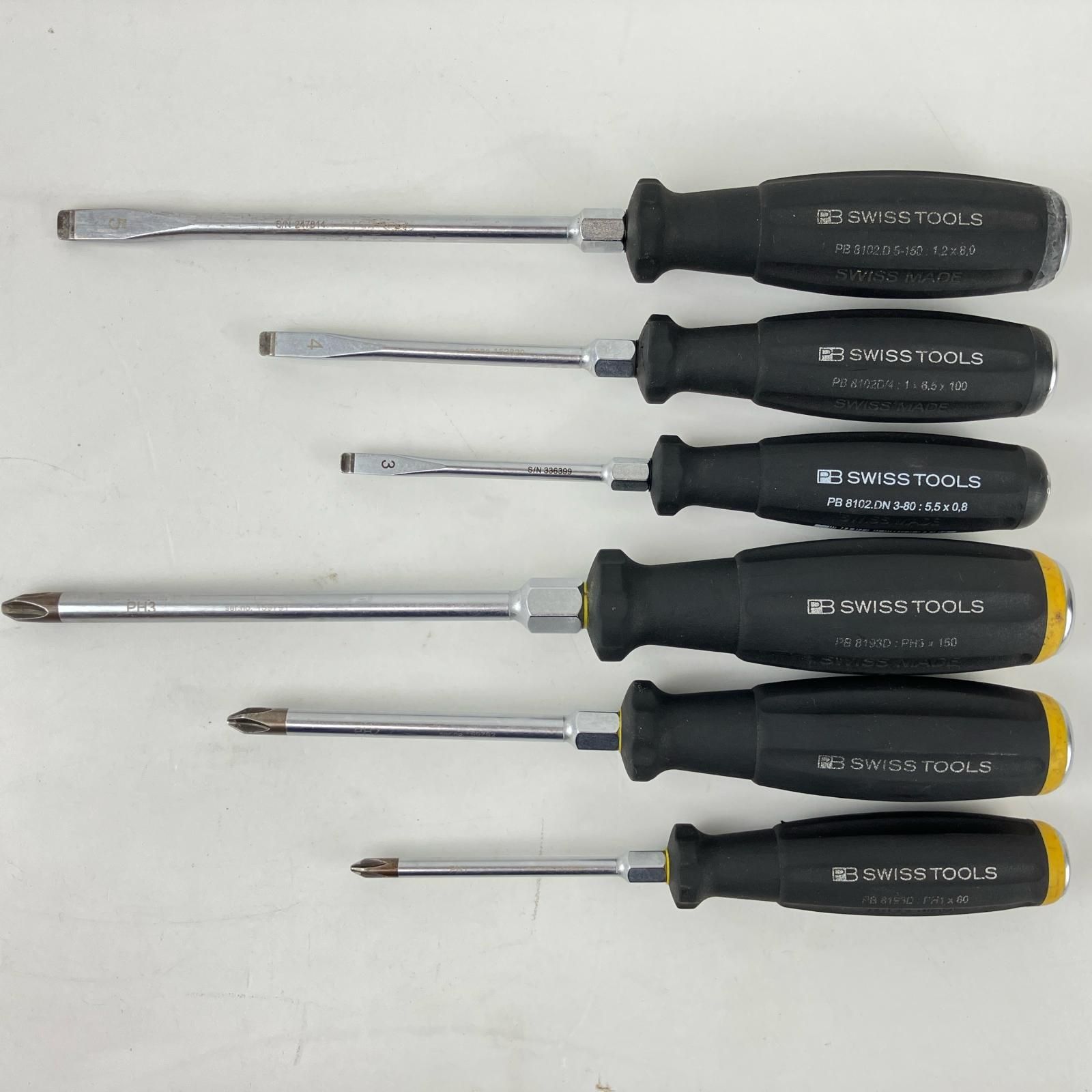 ЗЗPB SWISS TOOLS スイスツールズ 貫通ドライバー プラス×3 マイナス×3 6本組 8193D|8102D