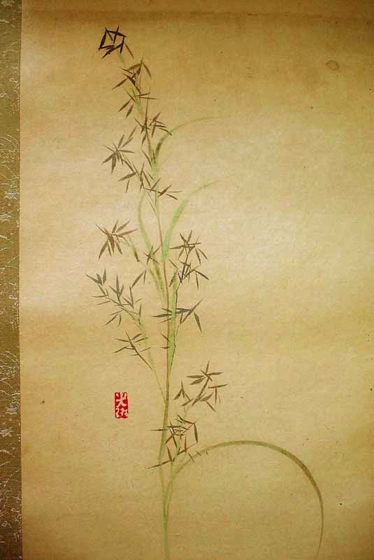 No.24-8-2-W) ☆古美術！ 銘 若翁 七十七歳 不知火人 菊如 光琳 秋の画