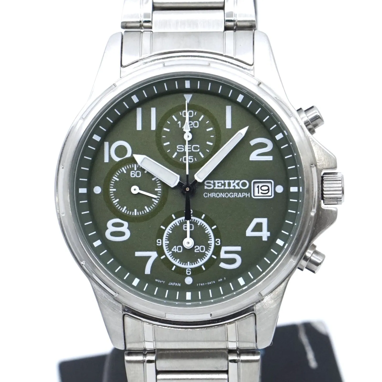 Seiko 7T92-0BB0 Chronograph Navy Dial Yellow Hands Quartz