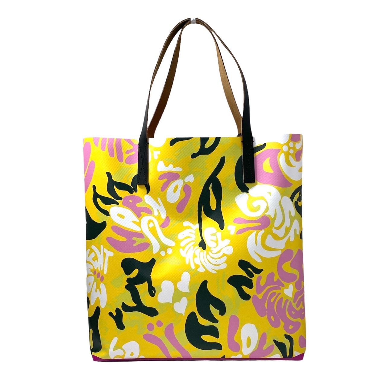 M【MARNI】PVC トートバッグ マルチカラー フラワー/花柄 イエロー 