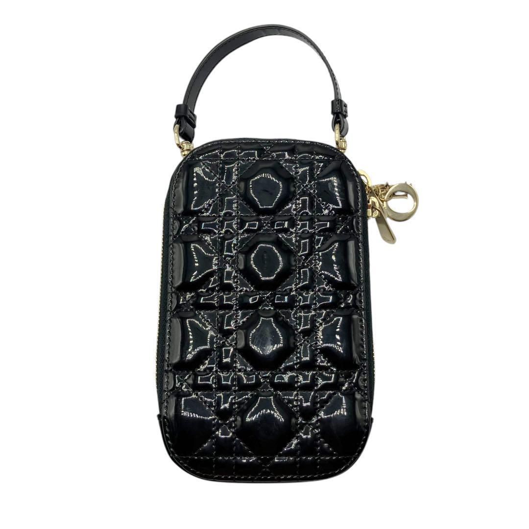 レディディオール カナージュ フォンホルダー パテントレザー