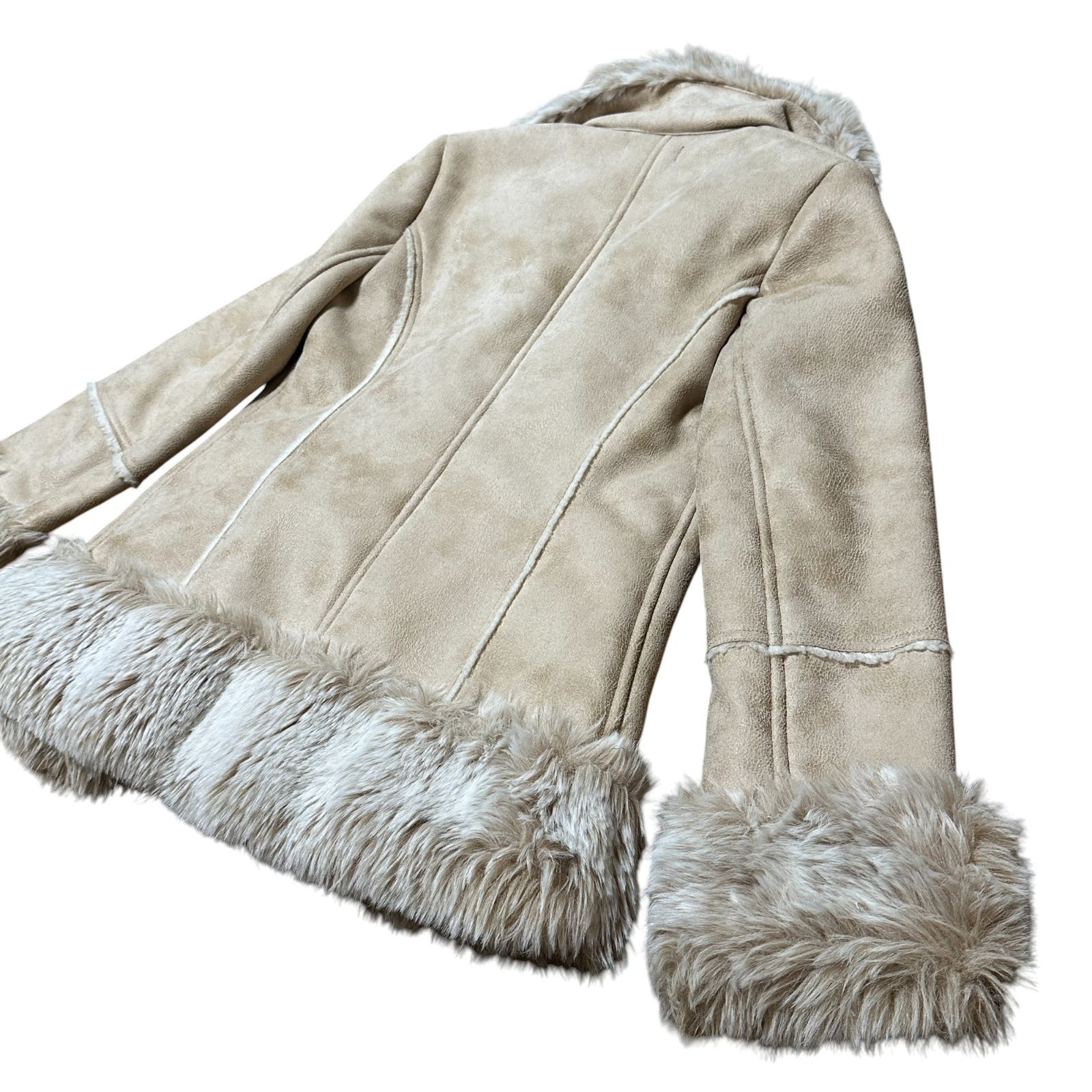 L'EST ROSE フェイクムートン コート アイボリー サイズ3 レディースL