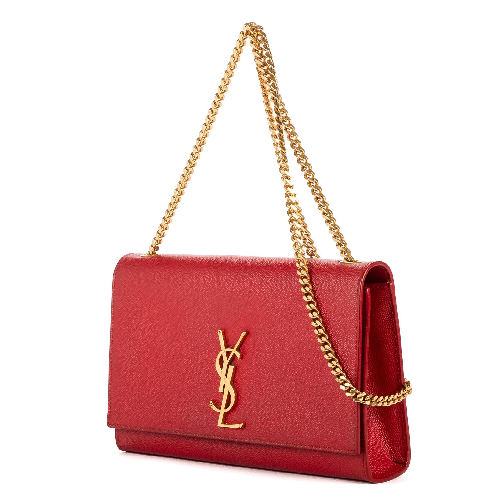 YVES SAINT LAURENT イヴサンローランケイト赤スムースレザーA