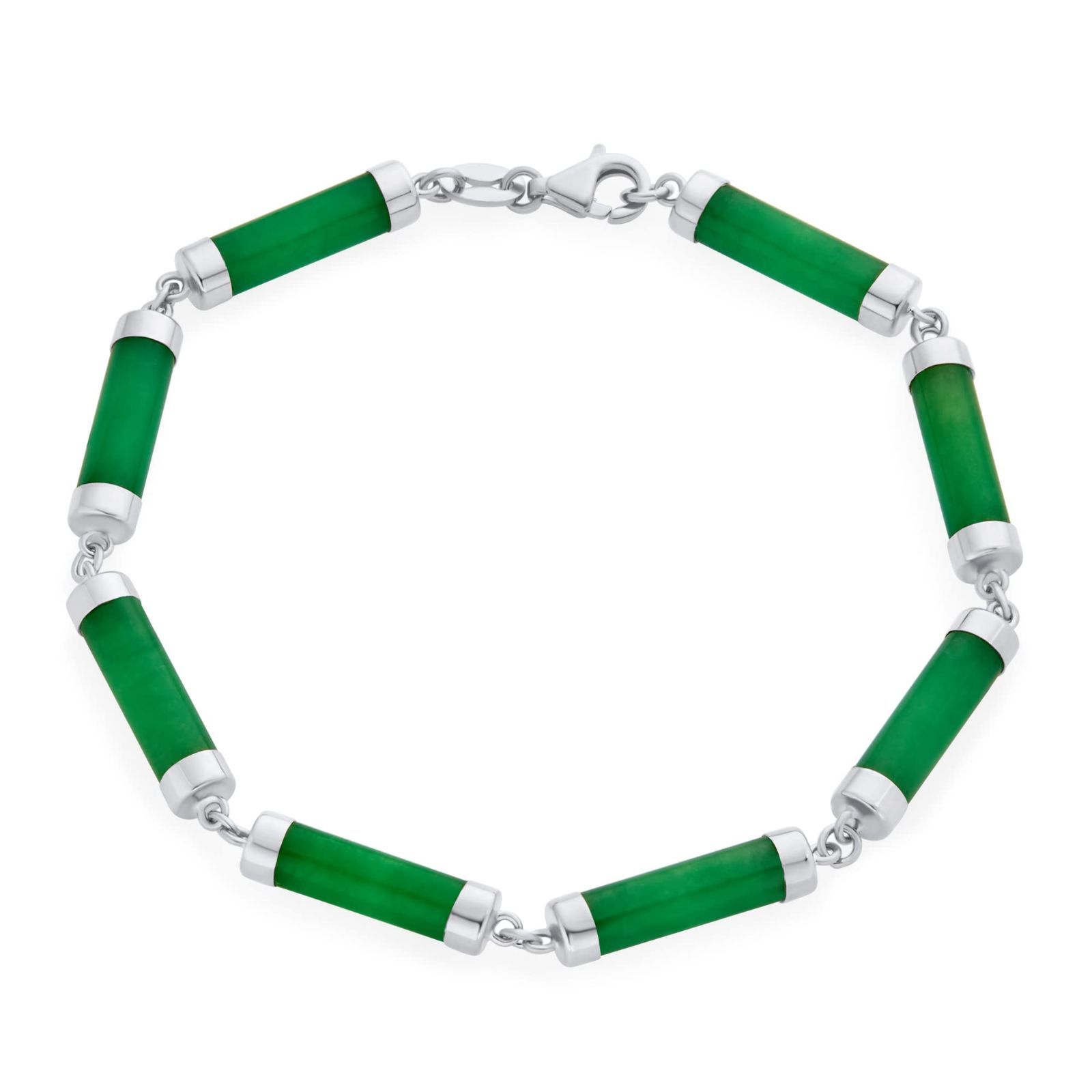 人気商品 グリーン スタイル宝石本物のライト ジェイド ストランド細いチューブ バー アジアン リンク足首 Anklet ブレスレット女性 Jewelry .925 スターリング シルバー Bling 9 インチのため