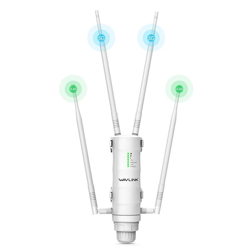 WAVLINK WiFi 無線LAN 中継器 屋外 アクセスポイント AP機 11ac 300+867Mbps デュアルバンド 4つ7dbi強力なアンテナ 防水デザイン PoE給電対応