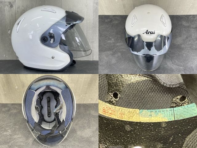 ジェットヘルメット 【中古】 Arai アライ UP TOWN SZ-M 59-60cm ホワイト オートバイ バイク アップタウン PSCマーク有 / 58196