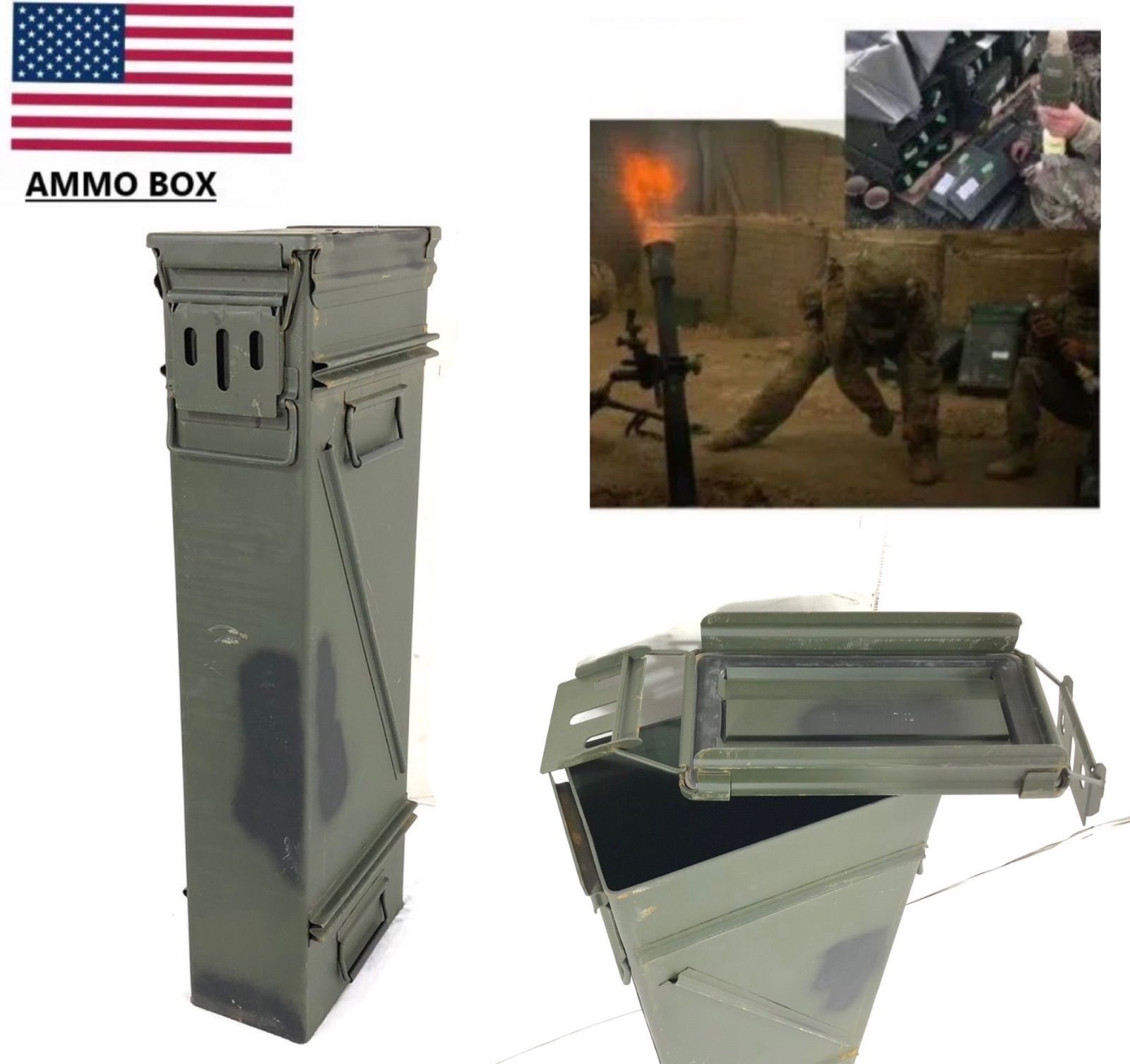 【米軍放出品】アンモボックス アンモ缶 M120迫撃砲用 弾薬ケース アーモ缶 ミリタリー 弾薬箱 工具箱 (140) BJ8IK