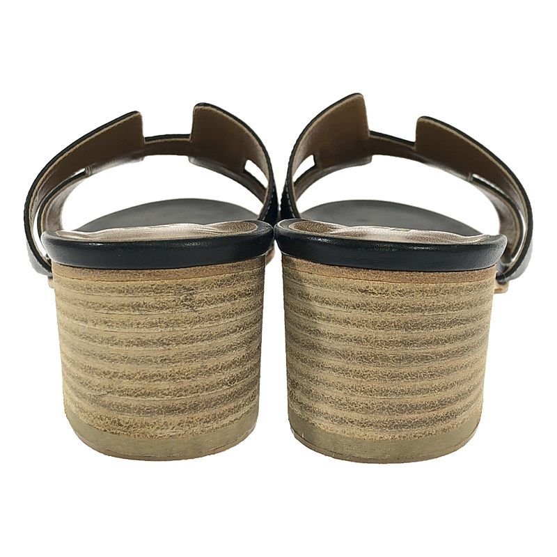 HERMES / エルメス | オアジス フラット サンダル | 38 1/2 | ブラック  