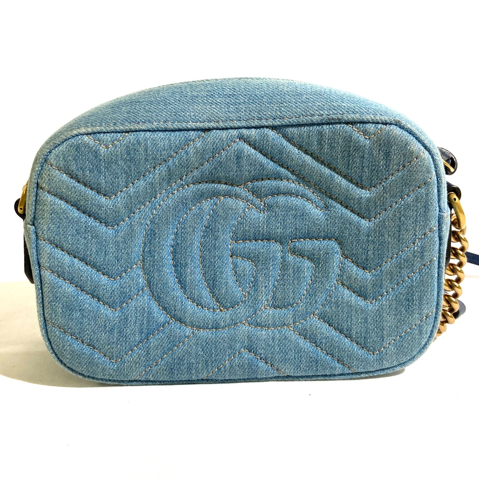 Gucci デニム キルティング バッグ パール付き GGロゴ Gucci デニム キルティング バッグ パール付き GGロゴ