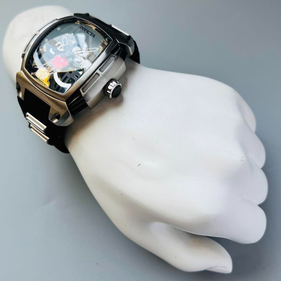 世界限定品 インビクタ 腕時計 メンズ ブラック 新品 ディズニー ミッキー 自動巻き 電池不要 シルバー おしゃれ 専用ケース付属 アクセサリ