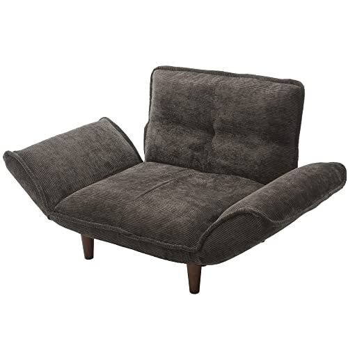 セルタン Cellutane 日本製 カウチソファー 和楽の 1人掛け ポケットコイル チャコールグレー 背部肘部14段階リクライニング 高反発 A282p-14段-686GRY