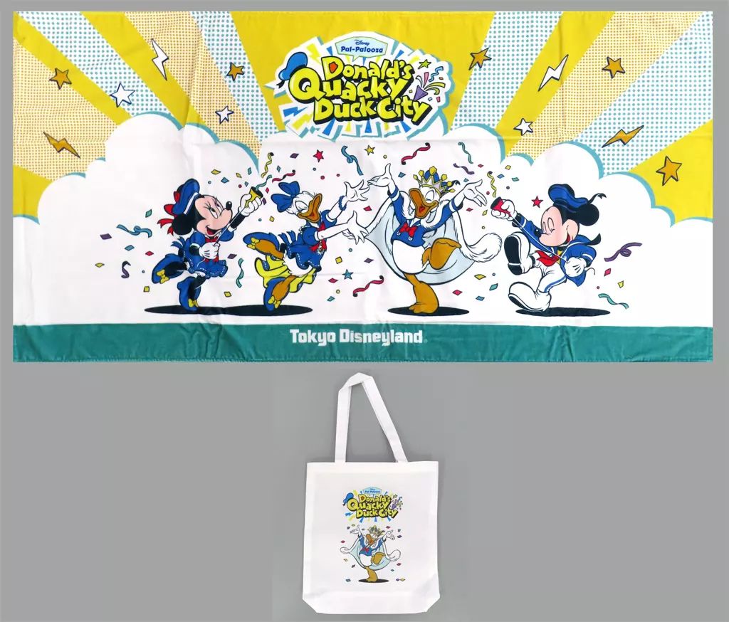 【中古】グッズセット 集合 ワイドバスタオル＆トートバッグセット 「ディズニー・パルパルーザ ドナルドのクワッキー・ダック!ダック!ダックシティ!」 東京ディズニーランド限定