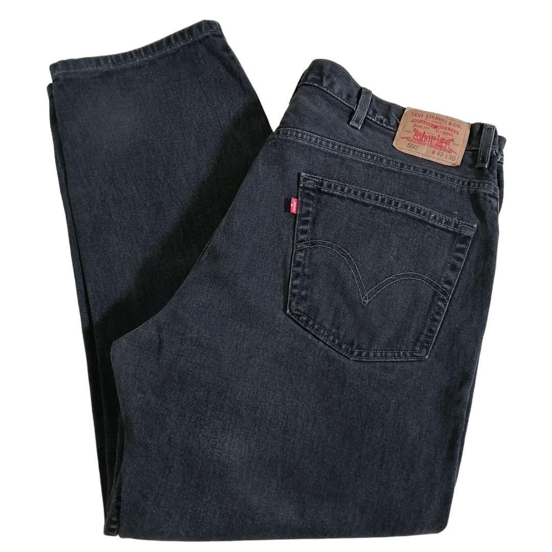 美品　リーバイス　550　w42 L30　ブラック　デニム　古着　テーパード リーバイス Levis 550 RELAXED FIT テーパードデニムパンツ