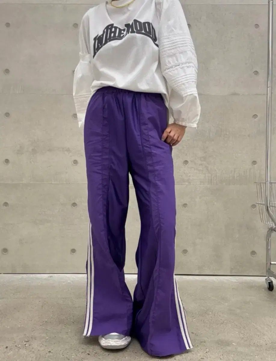 バンディング 裾 スリット ブーツカット トラック パンツ size