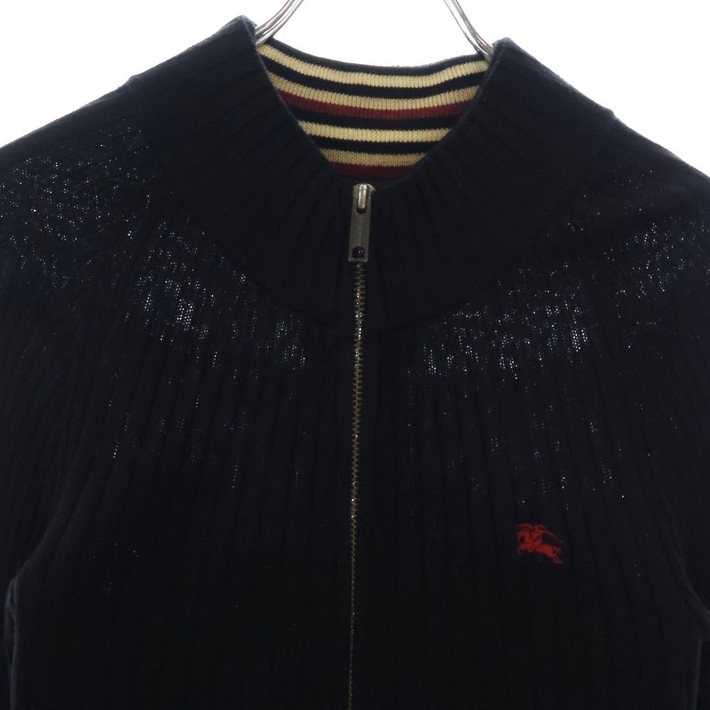 BURBERRY LONDON バーバリーロンドン ウール ダブルジップ ドライバーズニット ブラック レディース FB032-085-09 BURBERRY LONDON (バーバリーロンドン) ウール ダブルジップ