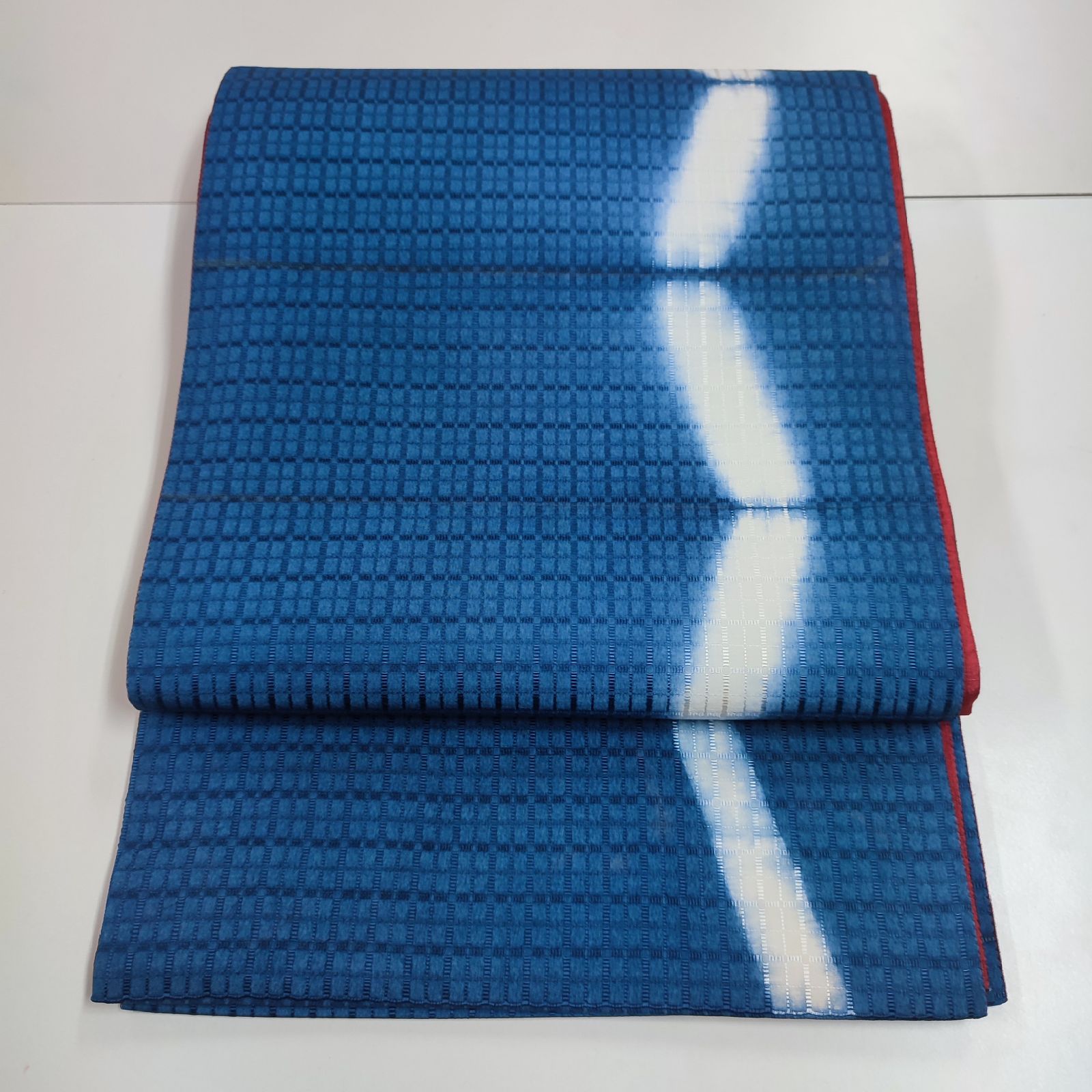 O0789 美品 逸品 お洒落 オールシーズン 藍染 糸 正絹 袋帯 O0789 美品 逸品 お洒落 オールシーズン 藍染 糸 正絹 袋帯