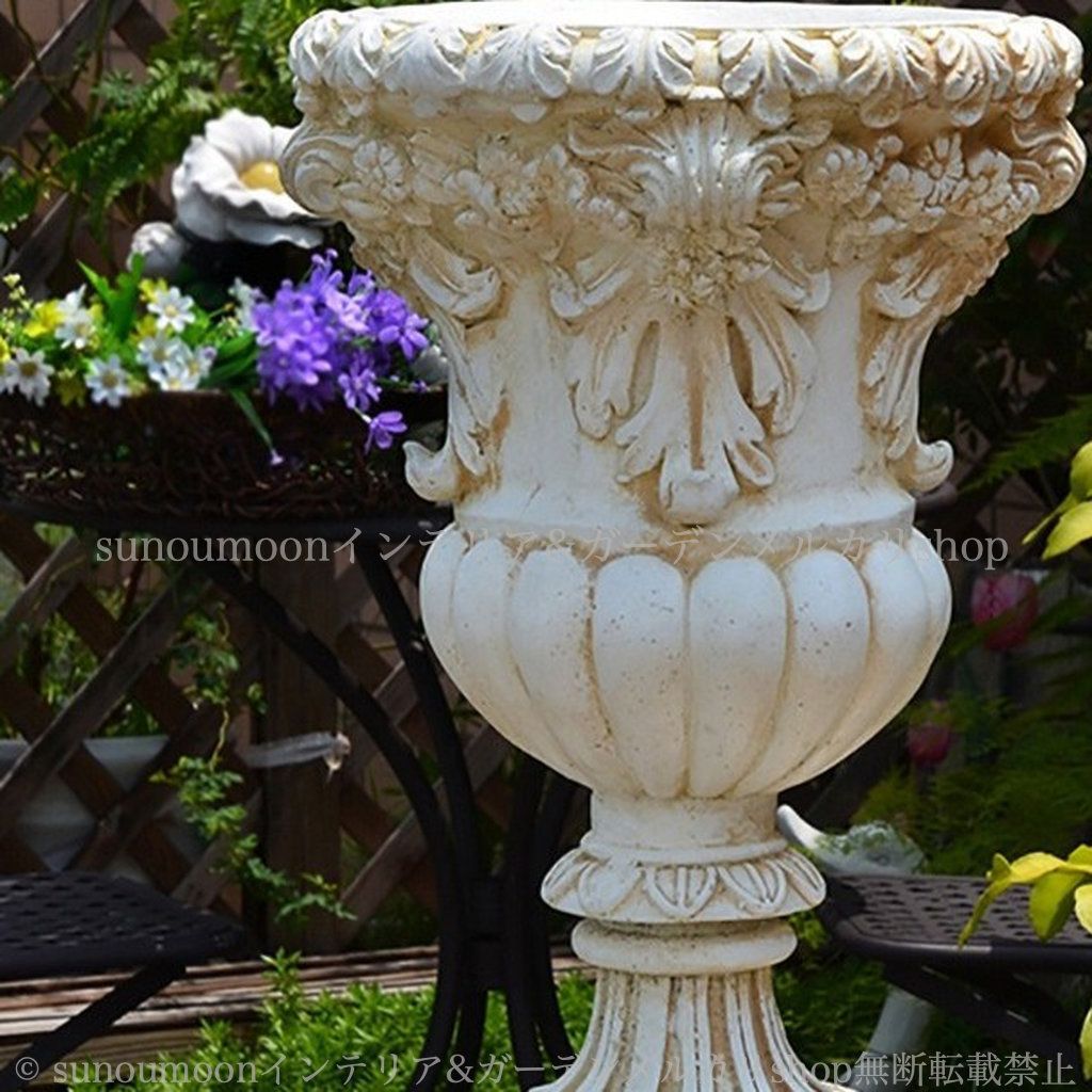 インテリア エレガント 庭の装飾 酸化マグネシウム 庭 ヴィンテージ調 お洒落 ローマ風 ガーデンインテリア ガーデニング ホワイト 排水穴付き 白 シャビーシック シャビー加工 ガーデン雑貨 雑貨 ガーデン 4-7 プランター おしゃれ YUZUMIYA_COM