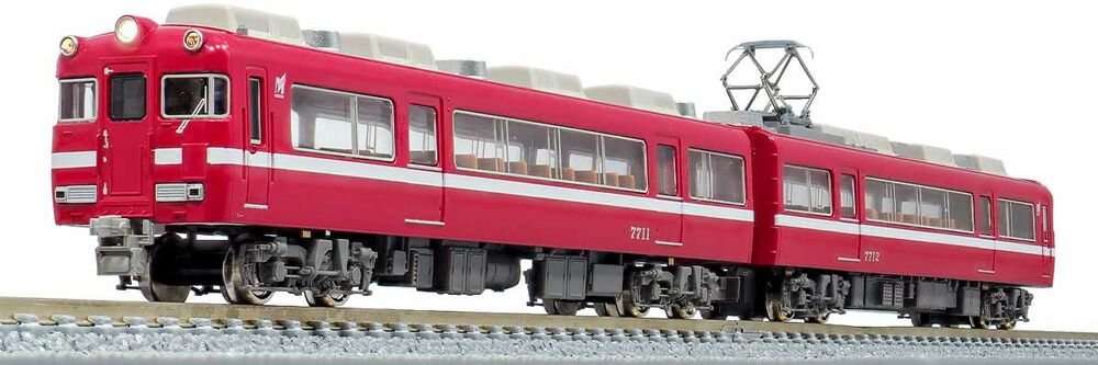 名鉄7700系 7711編成 復活白帯 2両編成セット 動力付き グリーンマックス 31568 鉄道模型 Nゲージ