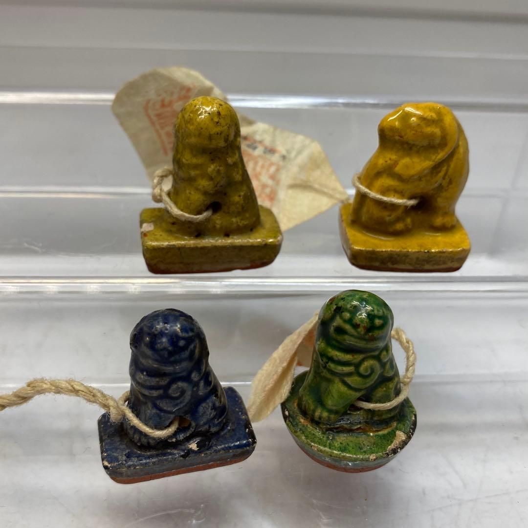 中国古玩 陶製 獅子 印材4点 タサニ 東さ6-0414