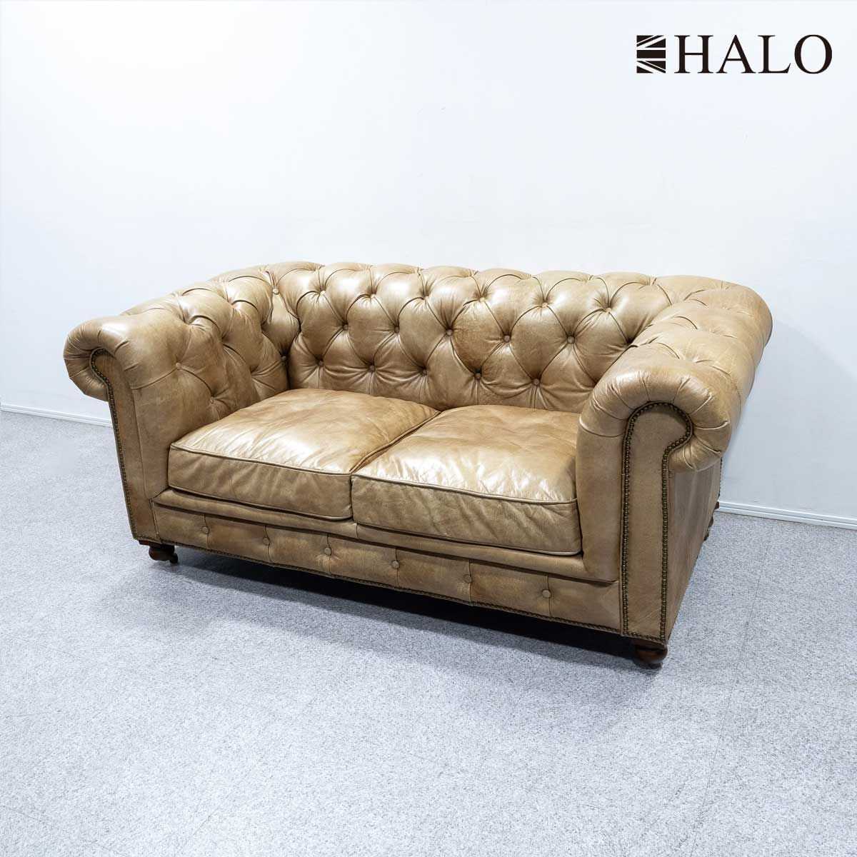 【展示品】HALO ハロ KENSINGTON ケンジントン 2人掛け ソファ レザー ブラウン 定価55万