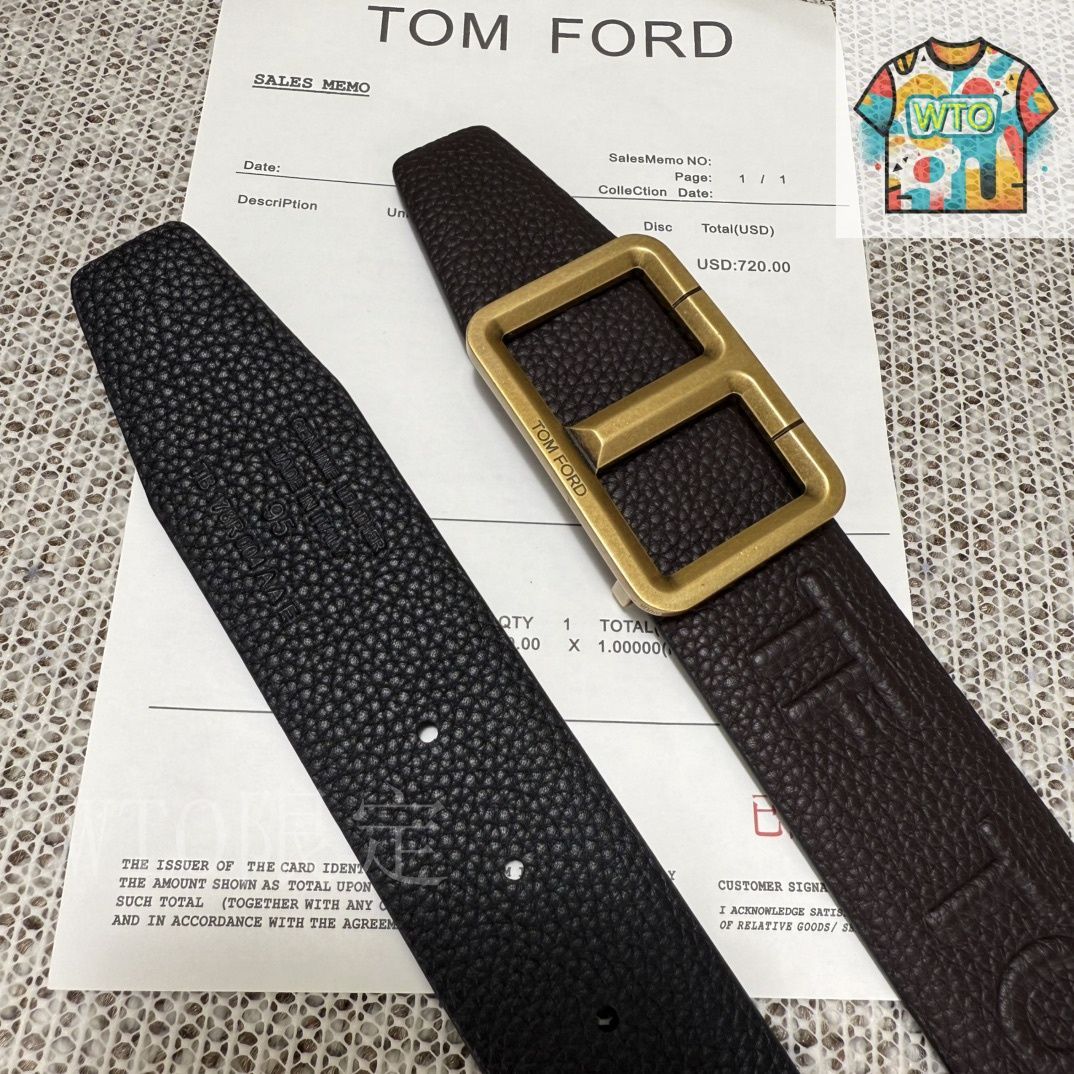 TOM FORD レザーベルト TOM FORD トム・フォード メッシュ レザーベルト | ブラウン