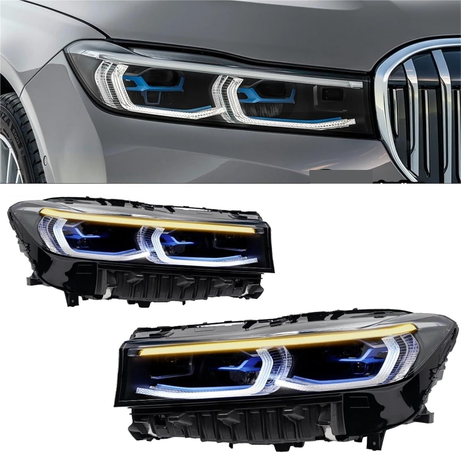 7シリーズ用 LEDヘッドライト プロジェクターレンズ DRL エンジェル  