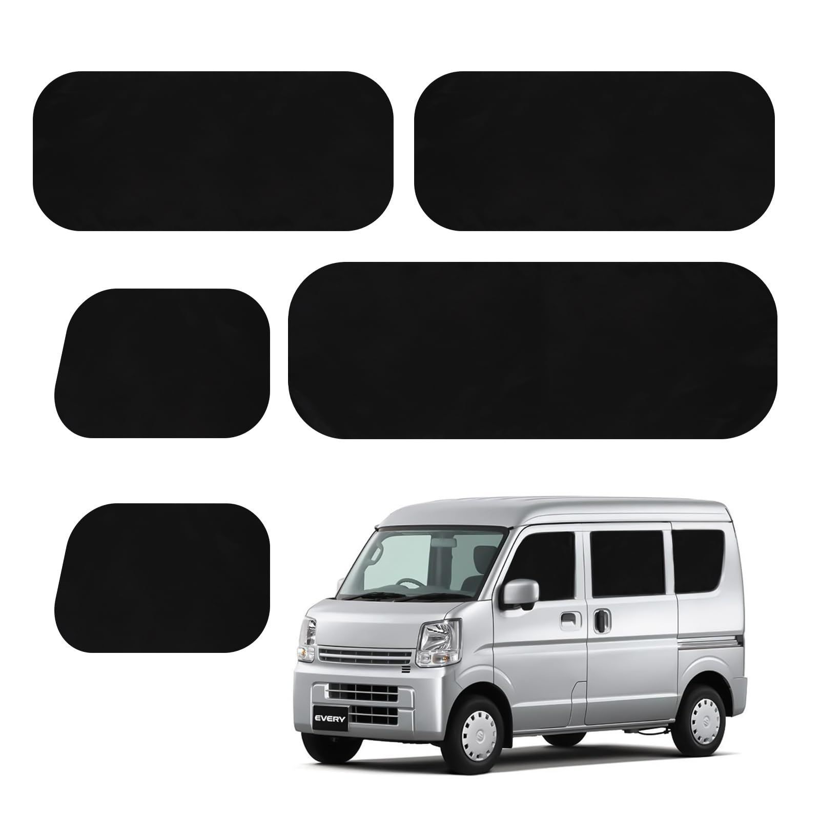 ZATOOTO 車用 カーテン スズキ エブリイ EVERY (DA17V JOIN/PC/PAリミテッド/PA)専用 マグネット 車中泊カーテン 遮光 車種専用用品5枚セット カー用品 ブラック CT111-BK