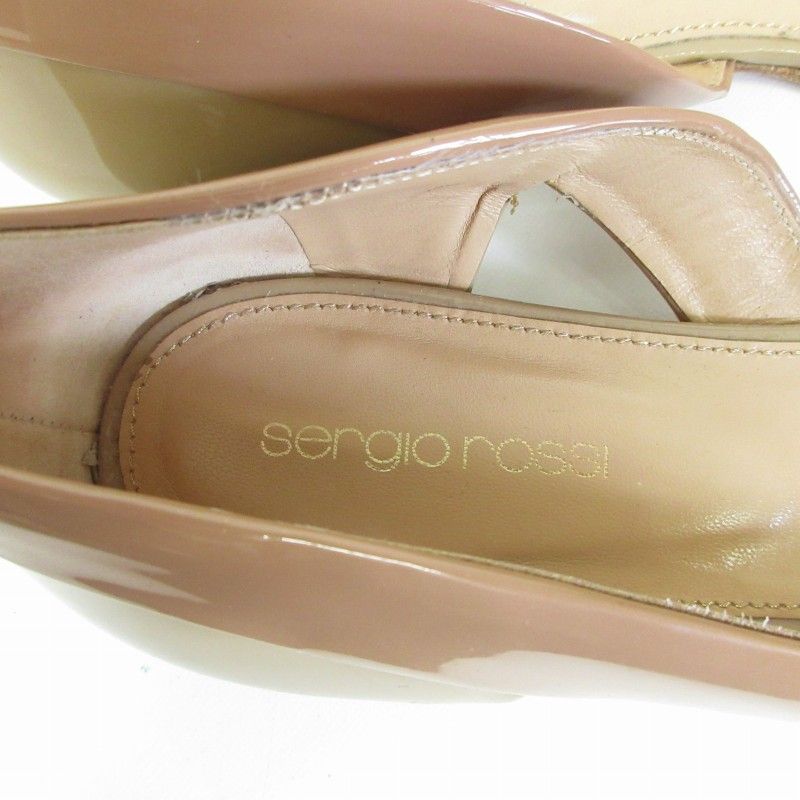 Sergio rossi パテント ベージュ パンプス 38未使用品 セルジオロッシ Sergio rossi フラット パンプス パテントレザー