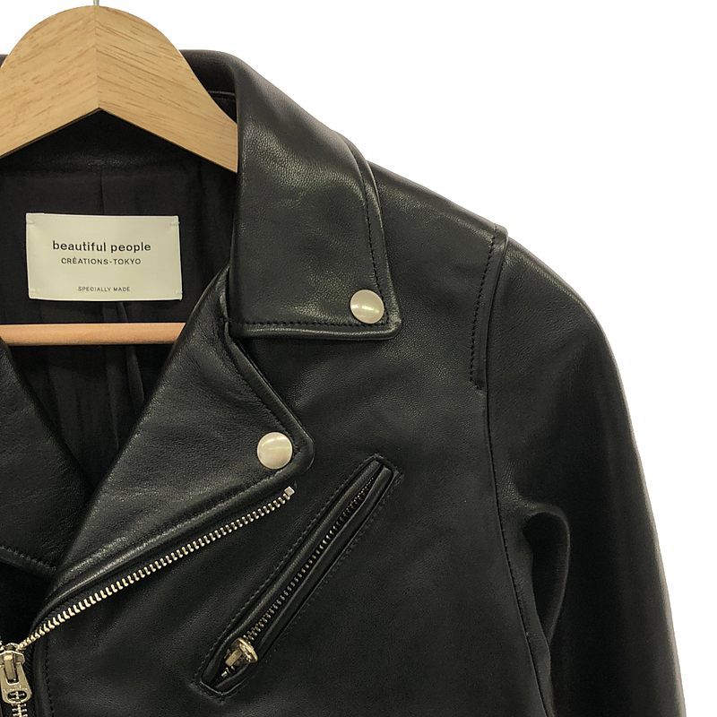 【美品】ビューティフルピープル　ダブルライダースジャケット　ラムレザー　150 美品】ビューティフルピープル ダブルライダースジャケット
