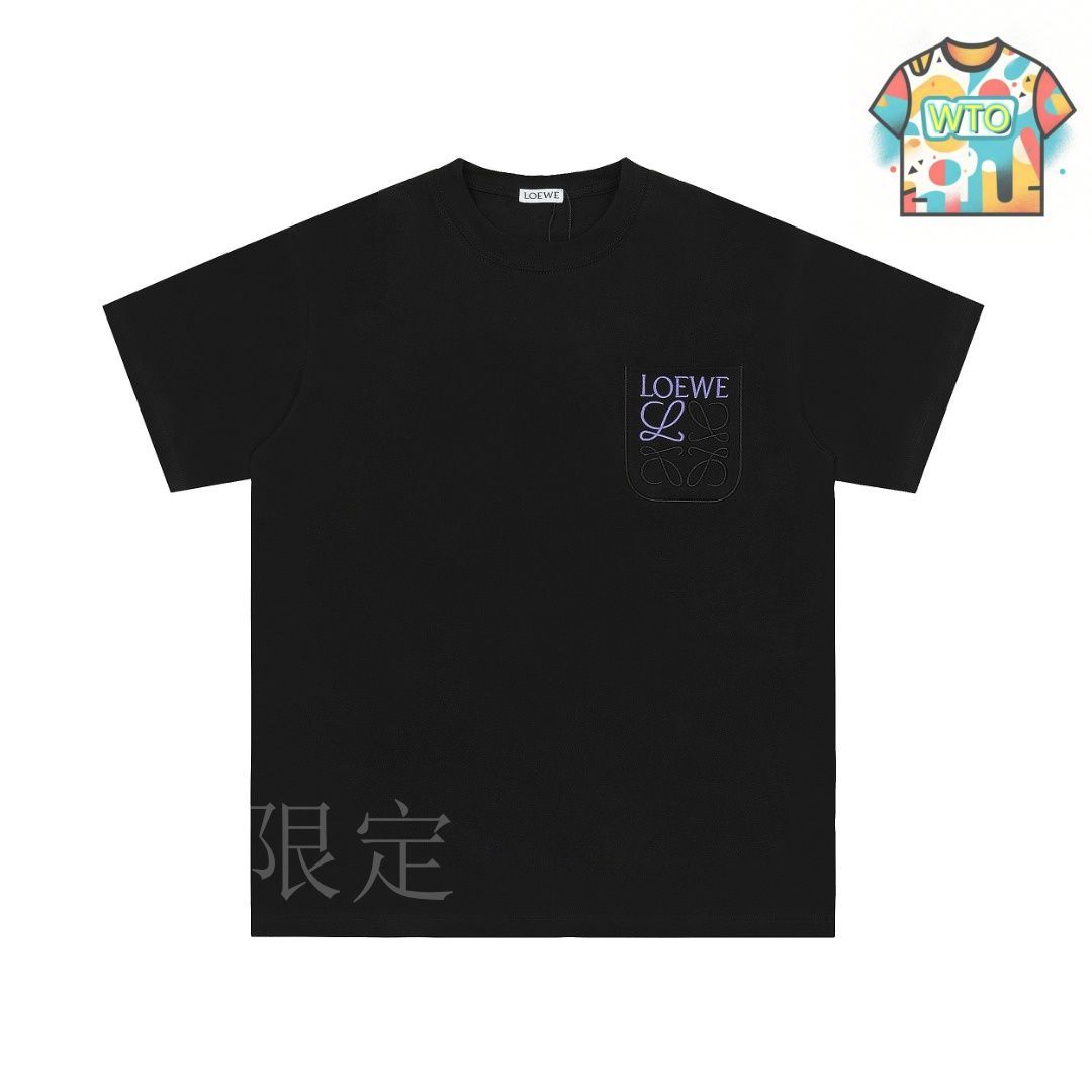 LOEWE ブラック ロゴポケット Tシャツ 今日特価】LOEWE 25 春夏 カラーブロック刺繍 logo ポケット T-3