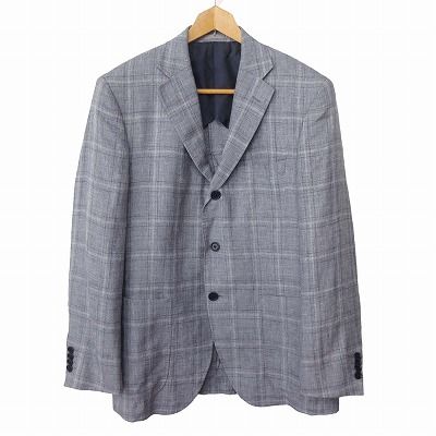 TEIJIN MEN S SHOP 銀座 テイジメンズショップ エルメネジルドゼニア社生地 ジャケット テーラード チェック 48L 紺
